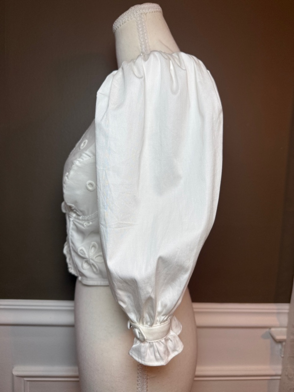 For Love & Lemons Serena Eyelet Corset Top White Cotton S - Picture 4 of 14
